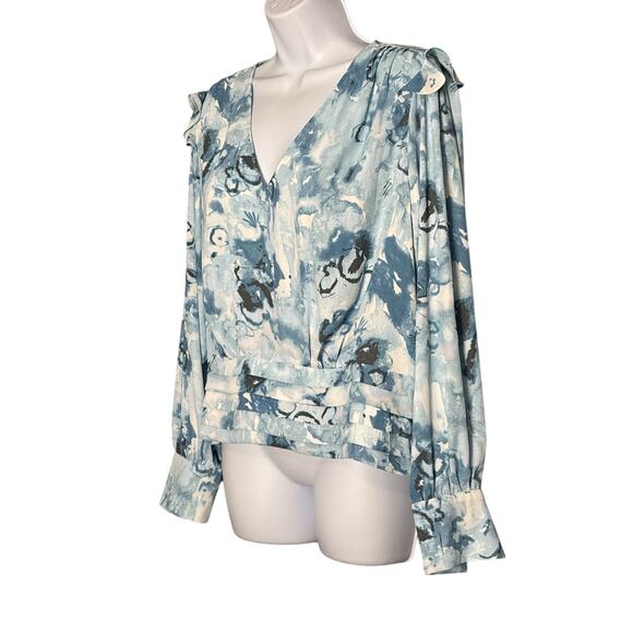 NWT WHBM Breathless Glass Blouse Ruffle
Pleated Waist V-Neck Size 12 - Picture 2 of 6